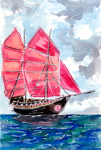 Red Sails Boat Print
