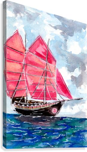 Red Sails Boat Canvas Print