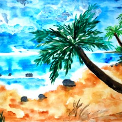 Sandy Beach and Palm Trees