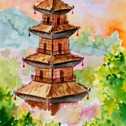 Japanese Pagoda in Spring