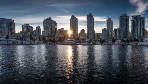 Vancouver skyline sunset 