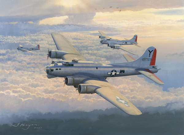 B-17s Memmingen raid. Print
