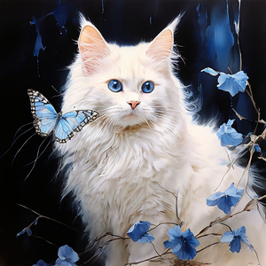 Cat on  blue