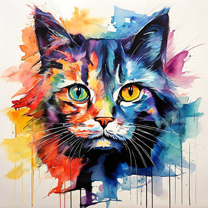 Splash of Feline Magic: A Watercolor Symphony of Colors