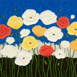 Poppies with Blue