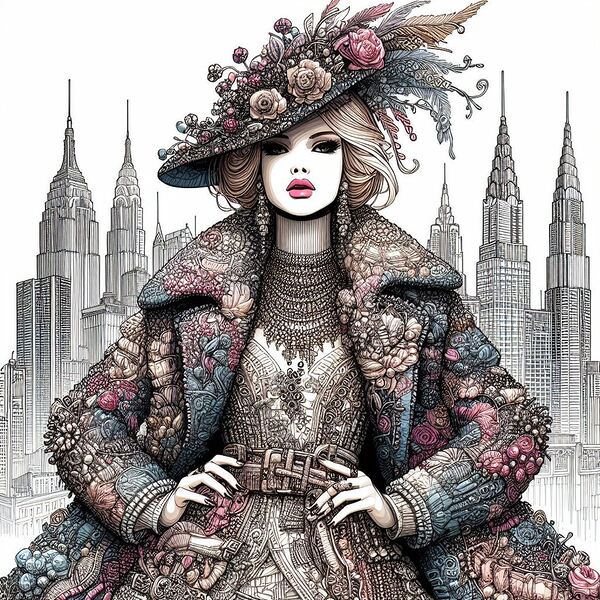 Fashion girl illustration of Haute Couture  by GalleryDecor