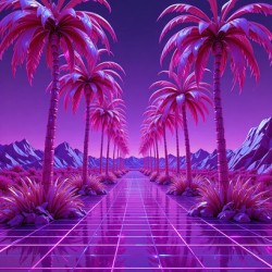 Vaporwave Palm Trees and Grid