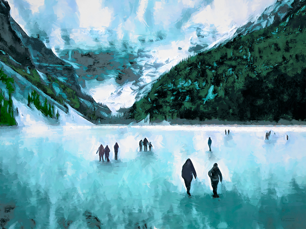Walking on Lake Louise Print
