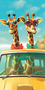 QAN 1002 – Two Giraffes on Holiday