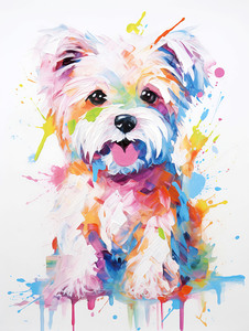QAN 1058 – Painted Maltese Bold Colorful Happy