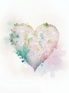 QLR 0023 – Soft Lace Petal Watercolor Heart