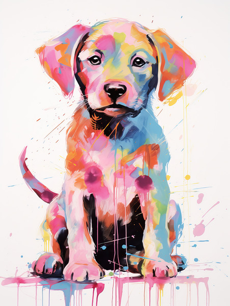 QAN 1063 – Colorful Baby Lab Bold Happy Puppy.j Print
