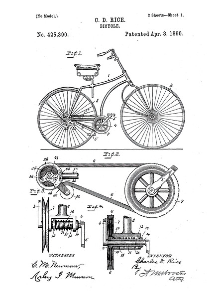 QVT 1050 – Vintage Patent Illustrations Bicycle Print