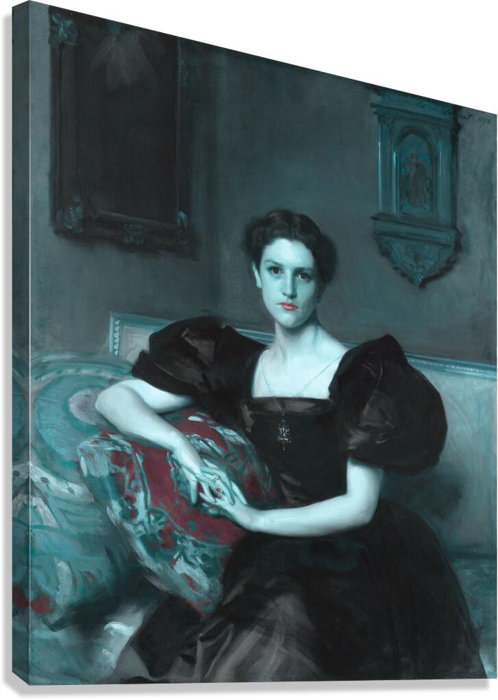 QAC 0016 – Ghostly Blue Red with Vampire teeth. Canvas Print