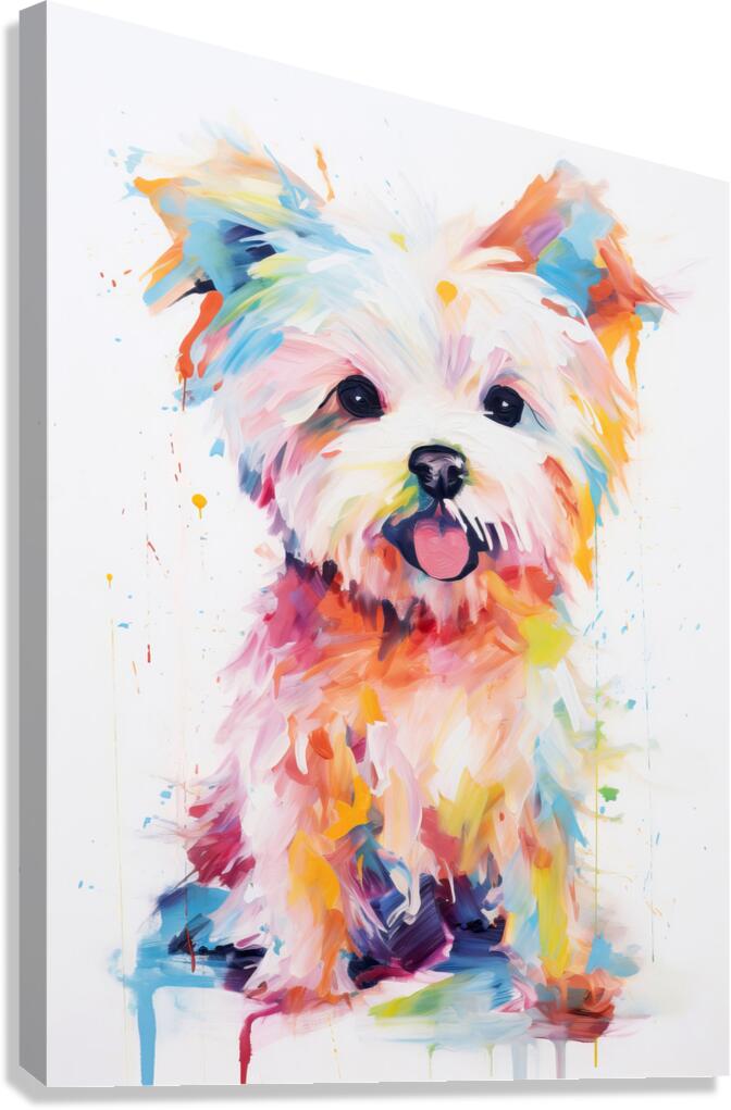QAN 1059 – Happy Painted Maltese Puppy Bold Col Canvas Print