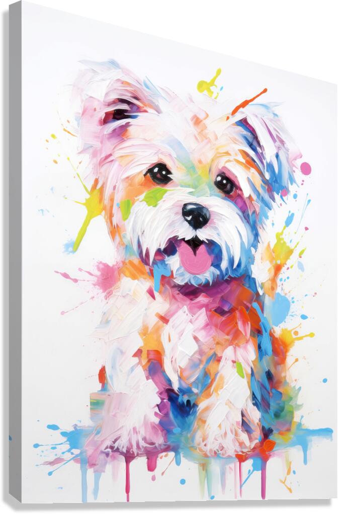 QAN 1058 – Painted Maltese Bold Colorful Happy Canvas Print