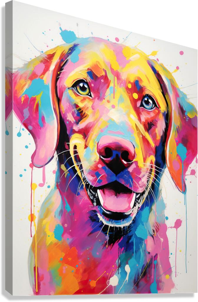 QAN 1062 – Bold Painted Lab Colorful Happy Dog. Canvas Print