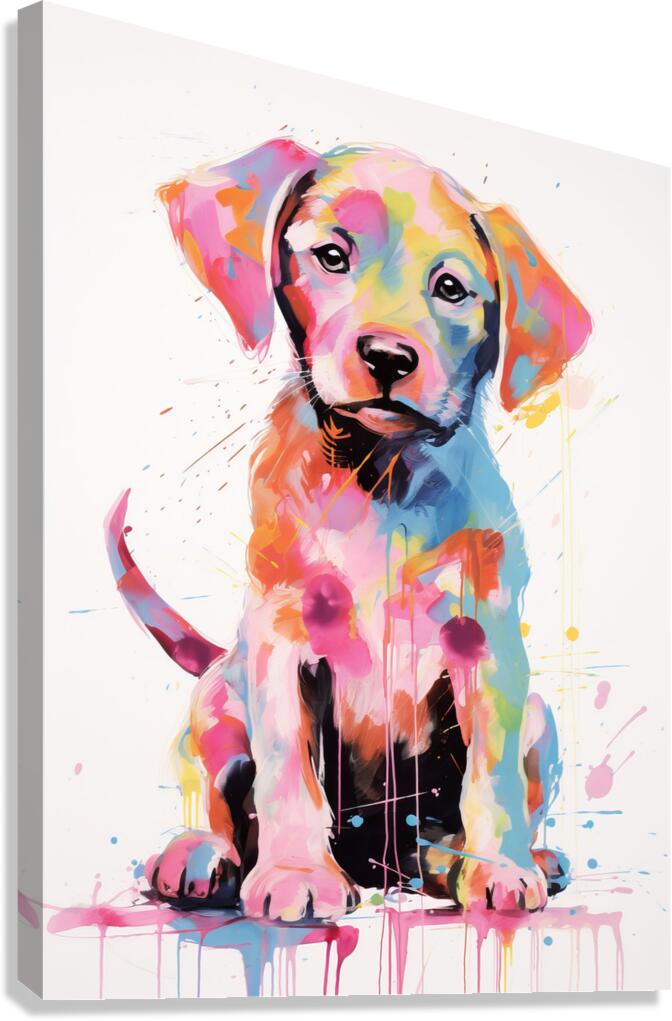 QAN 1063 – Colorful Baby Lab Bold Happy Puppy.j Canvas Print