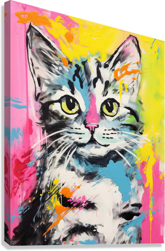 QAN 1069 – Bold Colorful Happy Cat Canvas Print