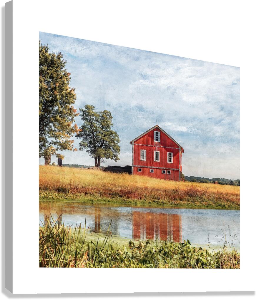 QMF 009 – Red Barn Beside Tree Beach City OH Un Canvas Print