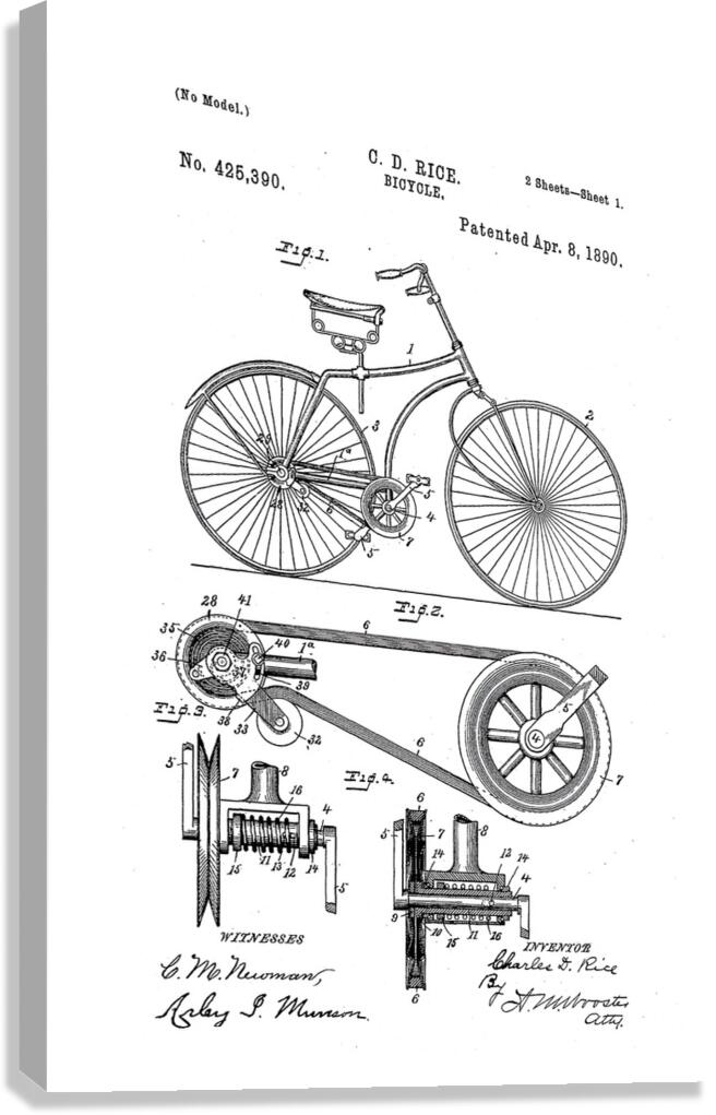 QVT 1050 – Vintage Patent Illustrations Bicycle Canvas Print