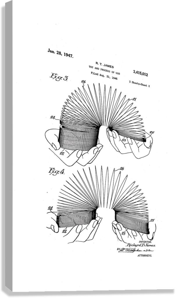 QVT 1064 – Vintage Patent Illustrations Slinky. Canvas Print