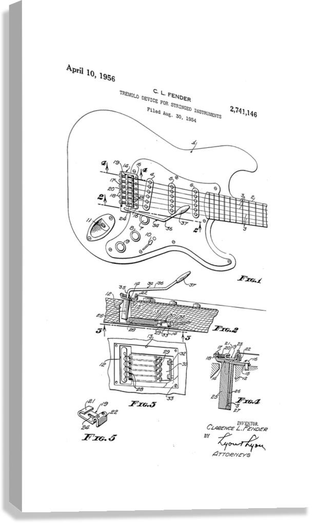 QVT 1065 – Vintage Patent Illustrations Fender Canvas Print