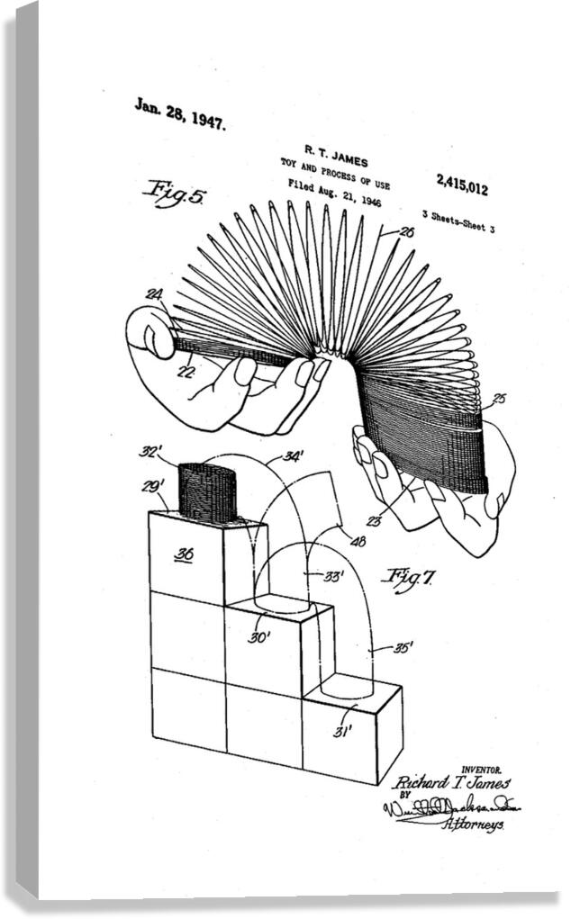 QVT 1061 – Vintage Patent Illustrations Slinky. Canvas Print