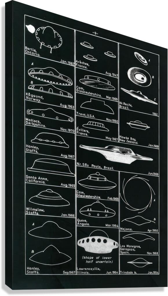 QVT 1070 – UFO Sightings Chart Unidentified Fly Canvas Print