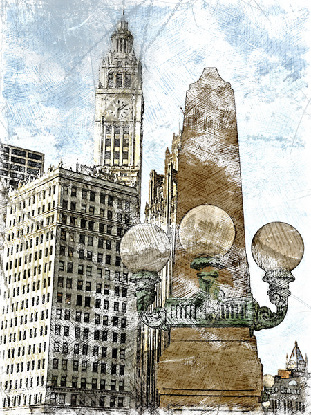 Wrigley Building sketch by Southwest Six