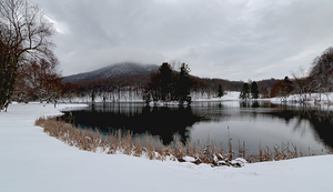 Blue Ridge Parkway Peaks of Otter Abbott Lake in Winter