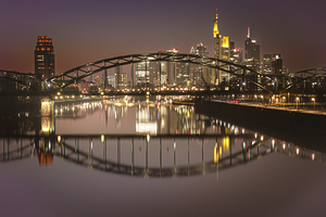 Frankfurt Main River Sunset Skyline