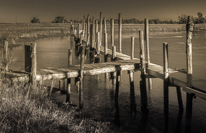 Abandoned Shrimper Dock at Sunset