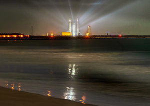New Glenn Maiden Launch Cocoa Beach Night Reflections
