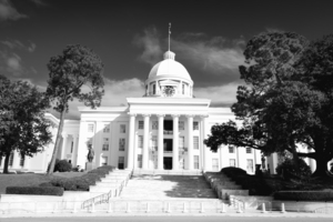 Alabama State Capital Building in Black and White