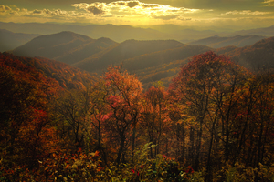 Blue Ridge and Smoky Mountains Autumn Sunset