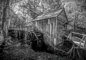 Cades Cove Cable Mill in Black and White