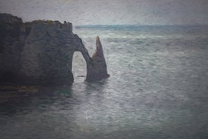 Etretat Arch at Sunset Impressionist Style
