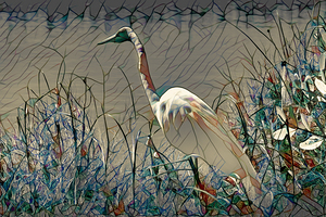 Great White Heron Stained Glass