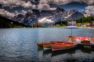 Lake Misurina Colorful Boats