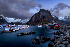 Lofoten Winter Hamnoya  Harbor