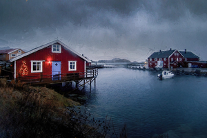 Lofoten Islands Christmas Red House