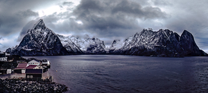 Reine Mount Olstind and Moltind Circular Fjord in Winter