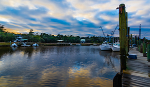 Mcclellanville Harbor Shrimper Boats at Sunset