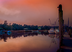 Low Country Shrimper Fog Sunset