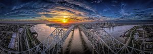 New Orleans Crescent City Connection Bridge Sunset Panorama