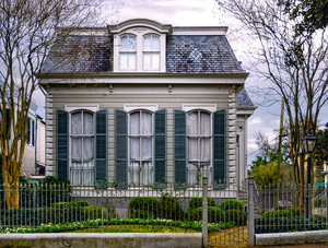 New Orleans Garden District House Green Shutters