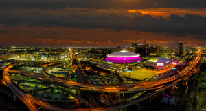 New Orleans Super Dome Night Panorama