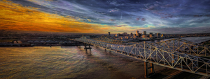 New Orleans Waterfront Sunset Panorama