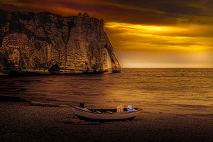 Normandy Etretat Cliffs at Sunset